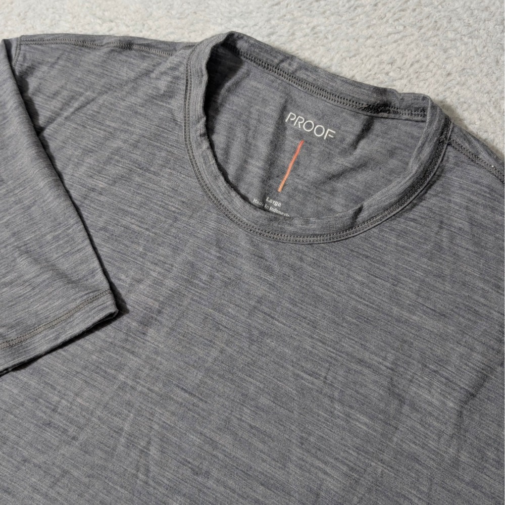 Proof T-Shirt Mens L Gray Merino Wool Blend Short Sleeve Crew Neck